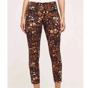 Anthropologie Floral Ankle Pants - Brown and Black